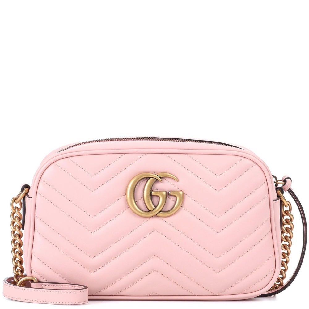 Pink GG Marmont Leather Crossbody Bag Small